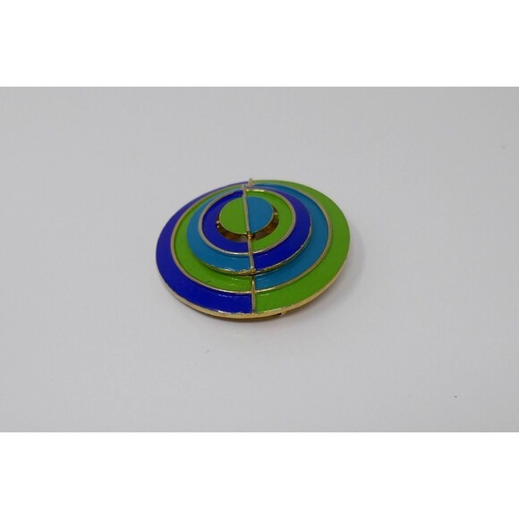 Capri Colorful Round 1960s Hippie Brooch Pin - Picture 5 of 7